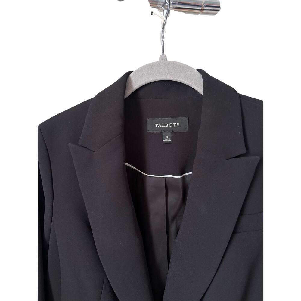 Talbots Black Blazer Women Size 8 Single Button Career Office Jacket Tailored - Picture 8 of 14